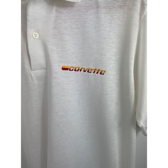 Vintage Corvette White Polo Shirt Mens Size Medium Short Sleeve Mallard Creek - Picture 7 of 10
